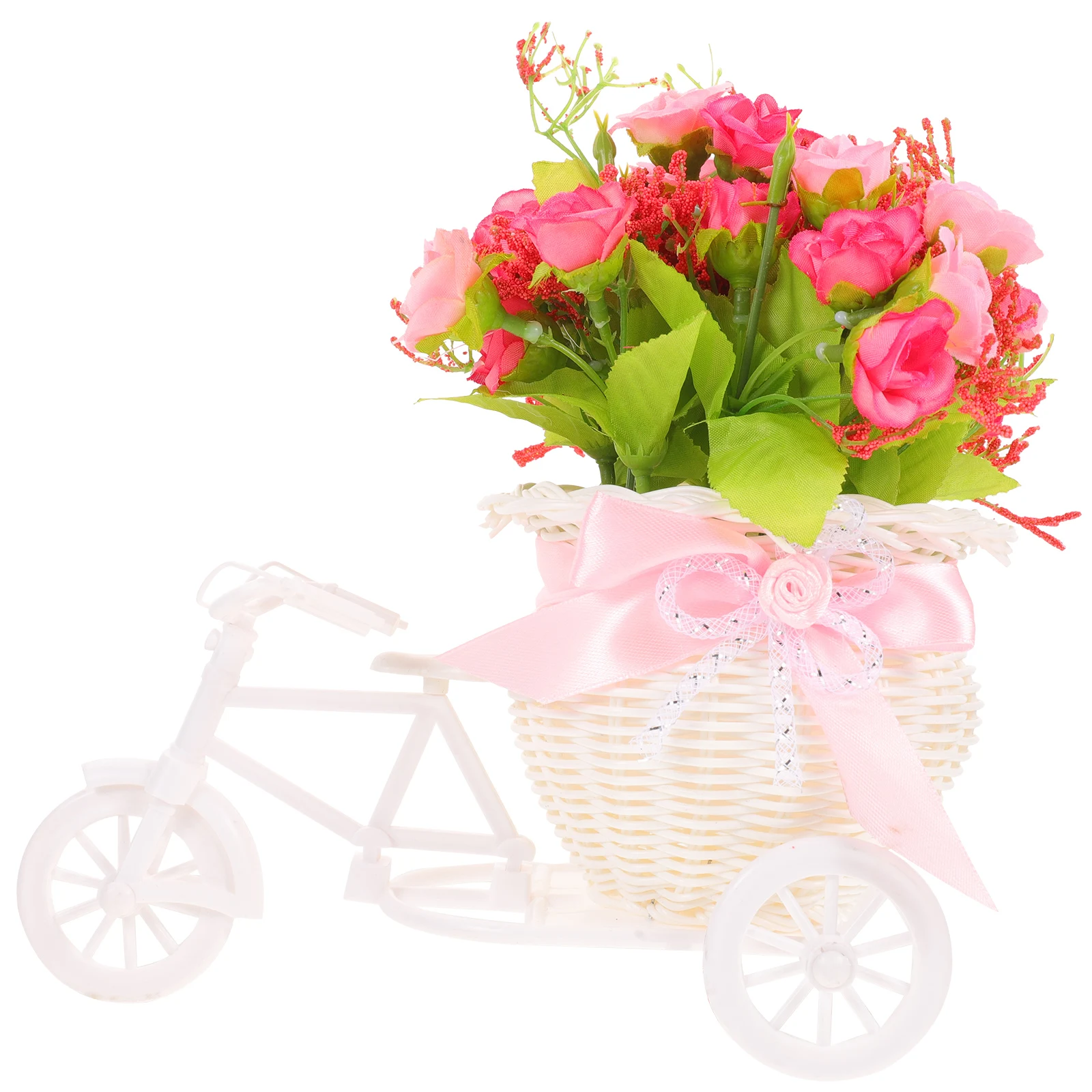 

Simulated Flower Basket Decorations Artificial Flowers Wicker Bike Pink Bicycle Baskets Baby Tricycle Garden Wedding Room Office