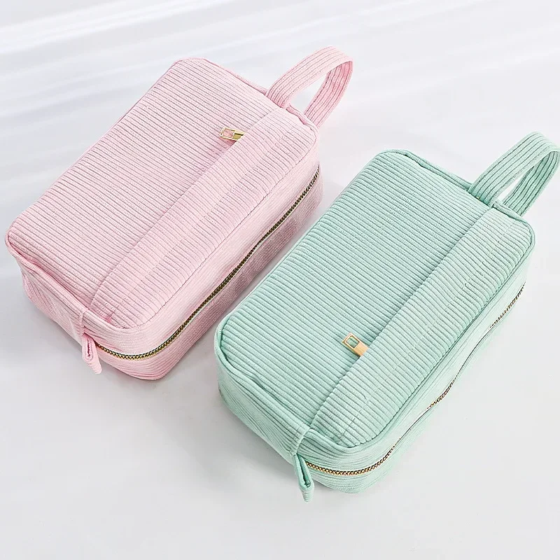 قطعة واحدة من مقلمة سروال قصير أنيقة للأطفال منظم مستحضرات التجميل بلون سادة وحقيبة مكياج ذات سعة كبيرة