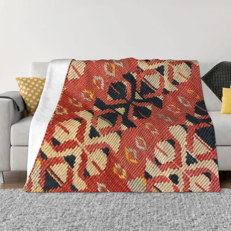 

Retro Bohemian Turkish Ethnic Kilim Blankets Warm Flannel Persian Tribal Carpet Throw Blanket for Bedroom Office Bedspreads