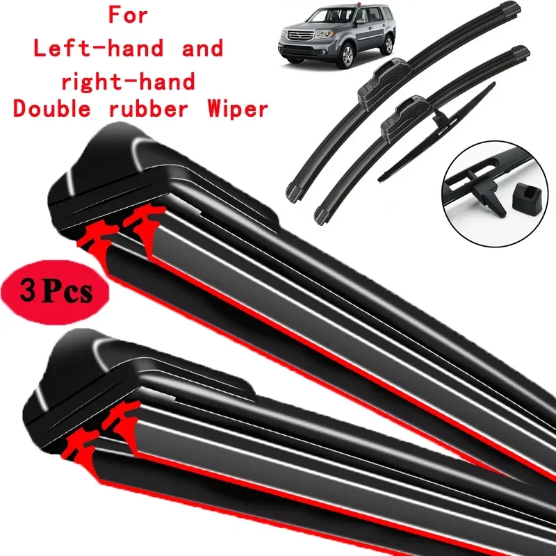 Car Wiper Front & Rear Wiper Blades Set Kit For Honda Pilot MK2 2009 - 2015 Windshield Windscreen Window Brushes 22