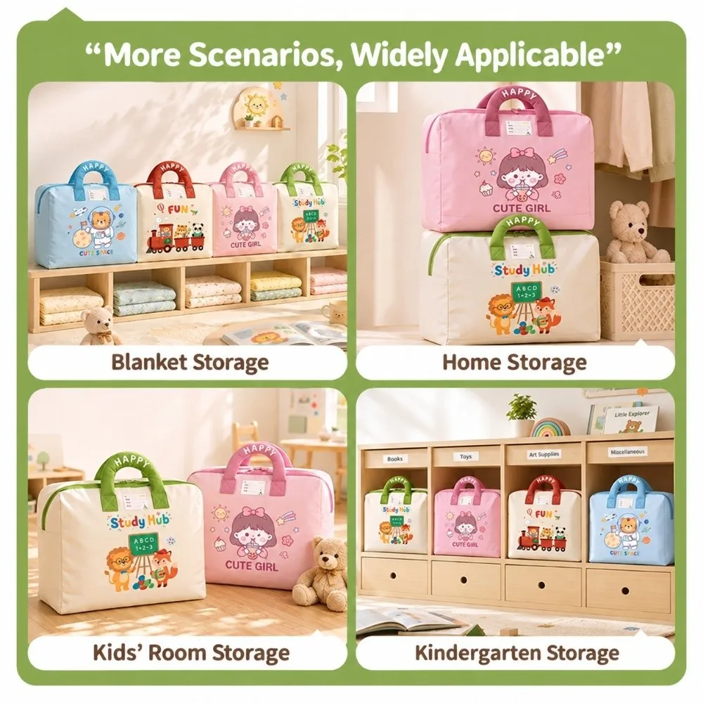 Oxford Cloth Kindergarten Storage Bag Large Capacity Waterproof Quilt Storage Bag with Name Label Clothes Organizer Bag