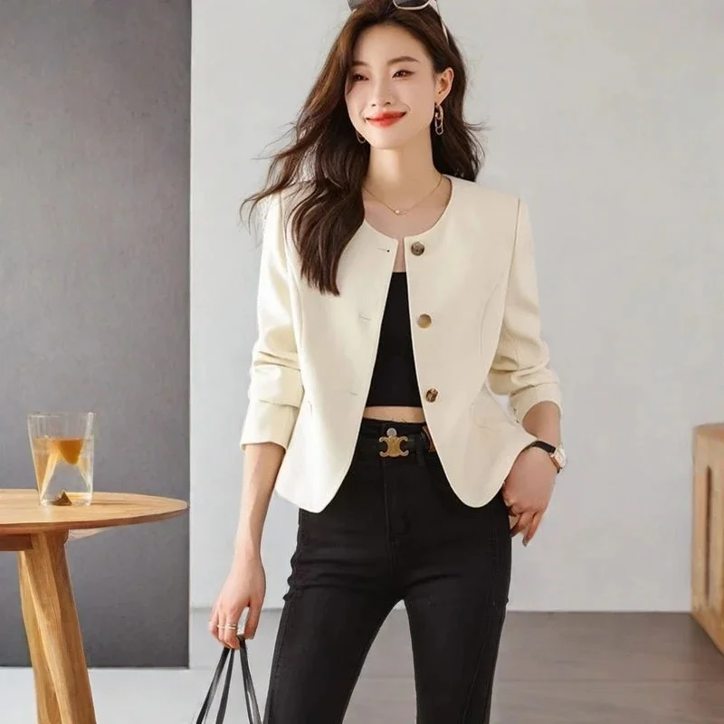 Blazer de Mujer de Alta Gama, Estilo Delgado y Elegante, Chaqueta de Primavera, Otoño e Invierno, Nuevo Estilo Coreano, Chaqueta Corta Versátil