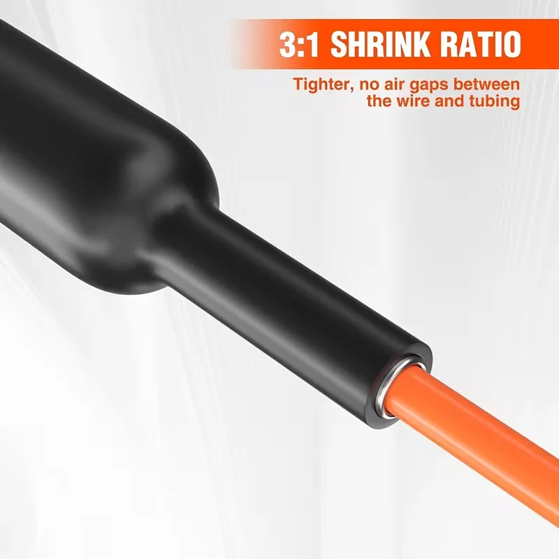 200 Pcs 3:1 Heat Shrink Tubing Kit, Dual‑Wall Adhesive‑Lined Marine Grade Waterproof Shrink Wrap, 1.75