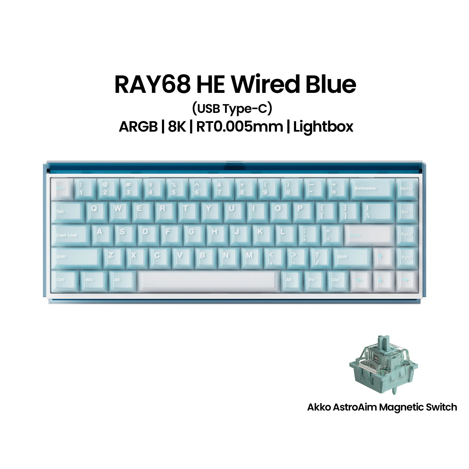 Akko RAY68 HE Mechanisch toetsenbord 65% Magnetische schakelaar Snelle trigger 0,01 mm 8K RGB met Lightbox Custom ESports Gaming Keybaord