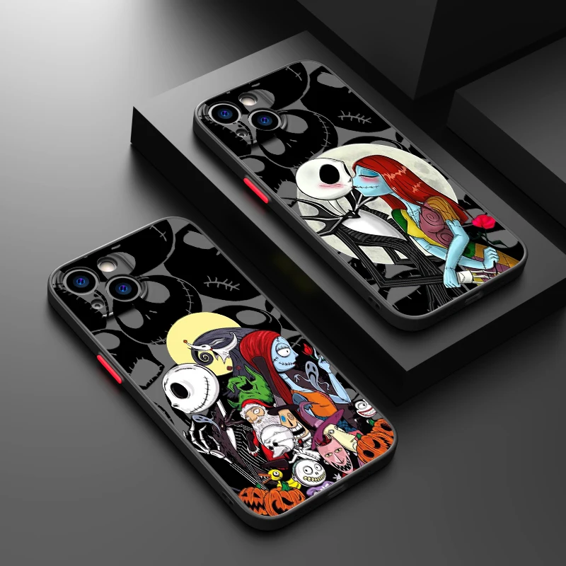 Disney Jack Skellington Phone Case For iPhone 15 14 13 12 11 Pro Max mini XS XR X 8 7 6 Plus SE TPU Frosted Translucent Cover