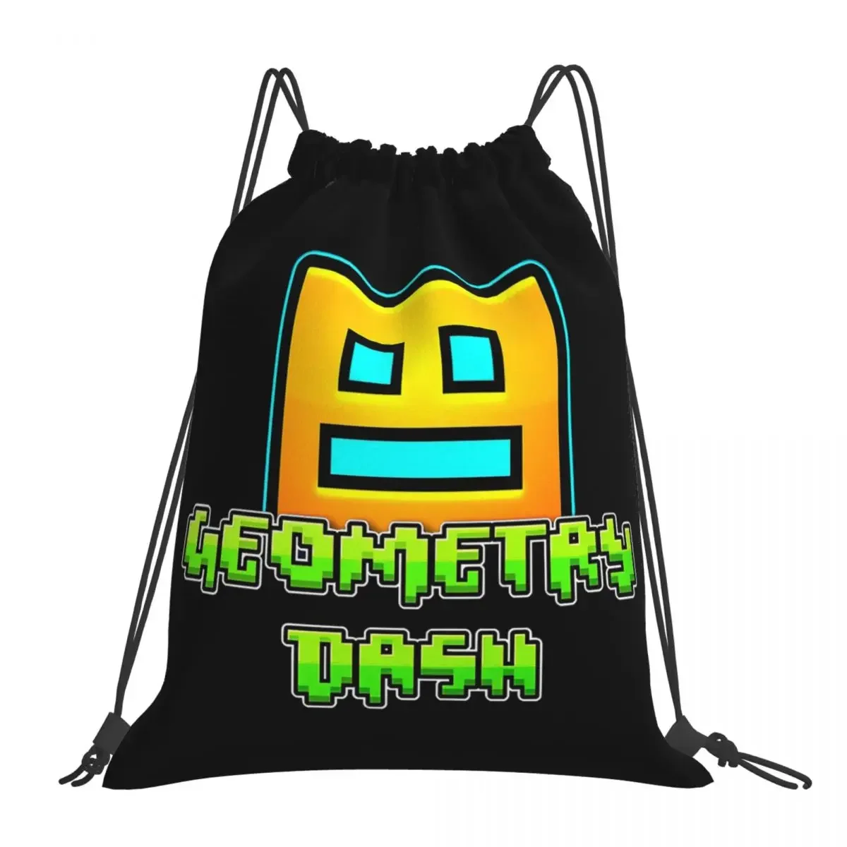 

Geometry Dash Backpacks Fashion Portable Drawstring Bags Drawstring Bundle Pocket Shoes Bag BookBag For Travel Students