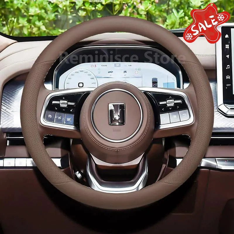 Non-slip Leather Car Steering Wheel Cover For GWM Tank 300 400 500 700 2025 2026 Car Styling Auto Interior TANK 300 Accessories 5