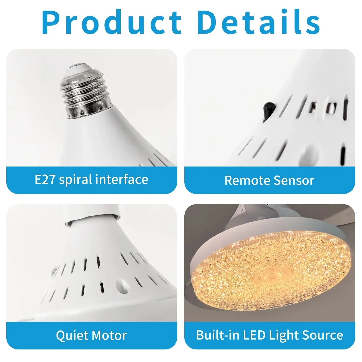 Ceiling Fan Light Crystal Lampshade Retractable Blades Fans APP and Remote Control Fans Light Modern and Simple Bedroom Lighting