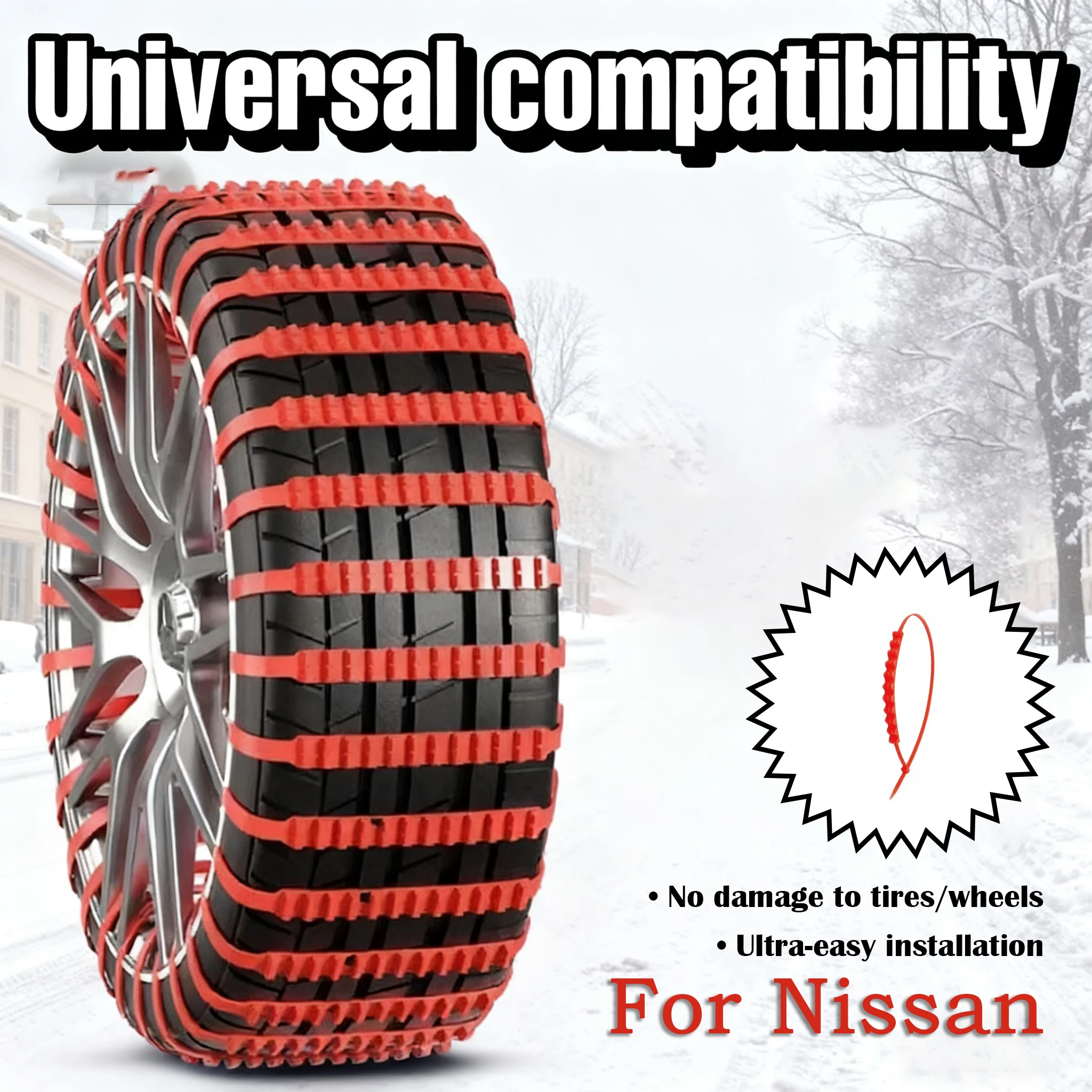 Car Tire Chains Winter For Nissan Qashqai J10 J11 J12 Xtrail T30 T32 Patrol Y61 Y62 Leaf ZE0 Sere Universal Tire Anti-Slip Tie