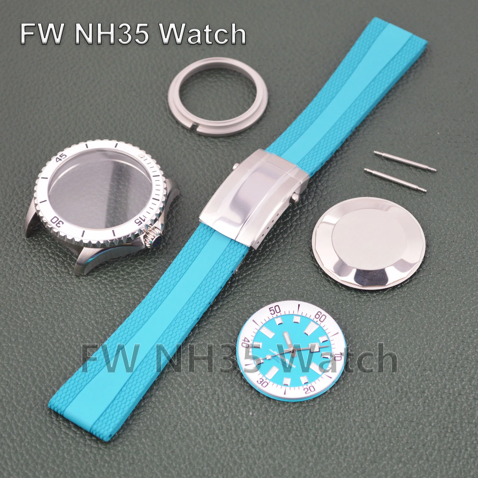 NH35 Watch Case Rubber Strap Luminous Dial Hands for Superocean Sapphire Glass 20ATM Waterproof 44mm Case fit NH35 Movement