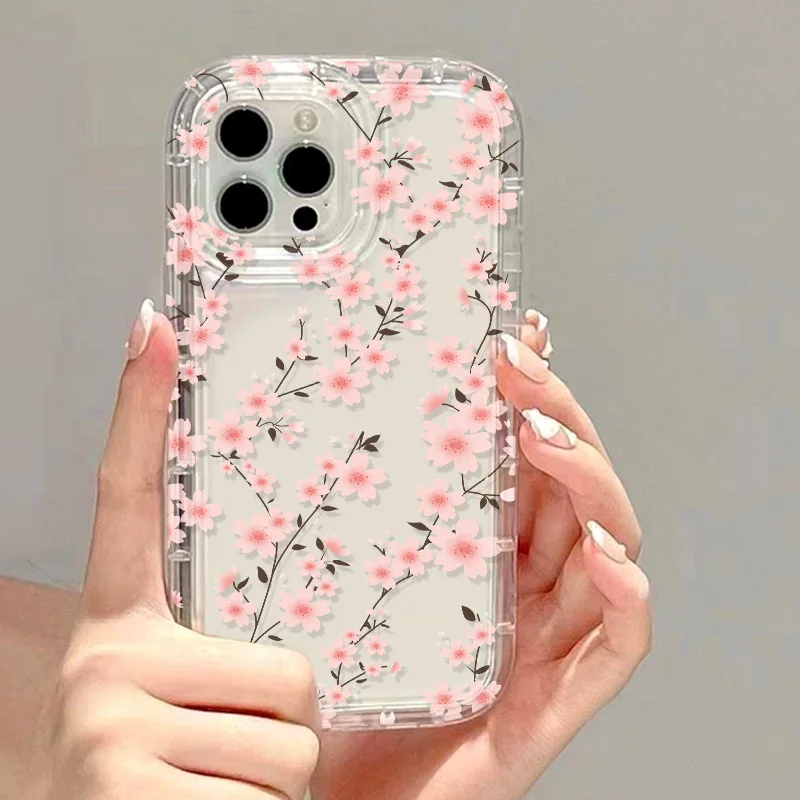 Flower Phone Case For iPhone 14 Pro Case iPhone 13 11 12 16 15 Pro Max XR X XS 7 8 Plus SE Shockproof Soft TPU Clear Cover Funda