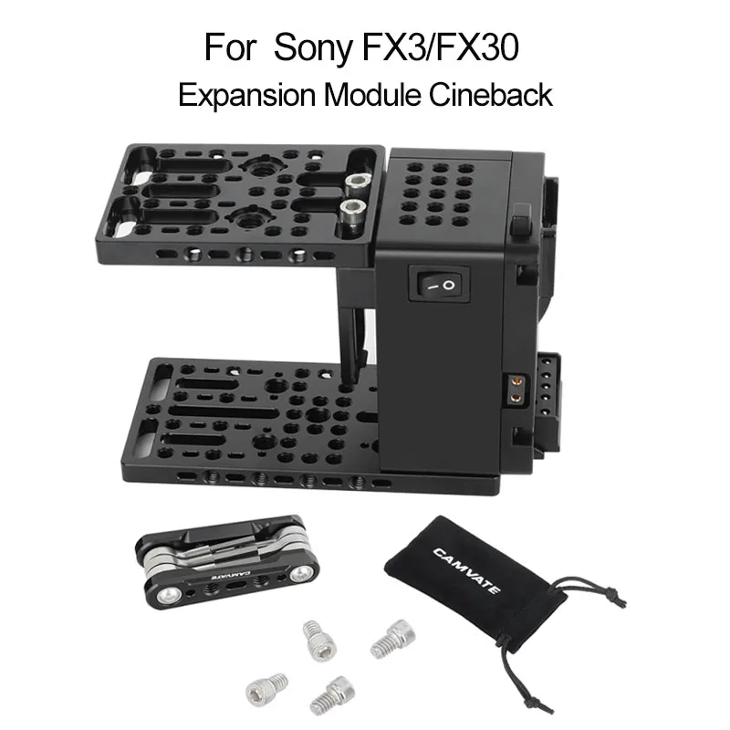 CAMVATE لسوني FX3/FX30 وحدة توسيع لوحة البطارية على شكل حرف V Cineback مع أطباق الجبن السفلية لـ TA-T16 وSmallRig 4183
