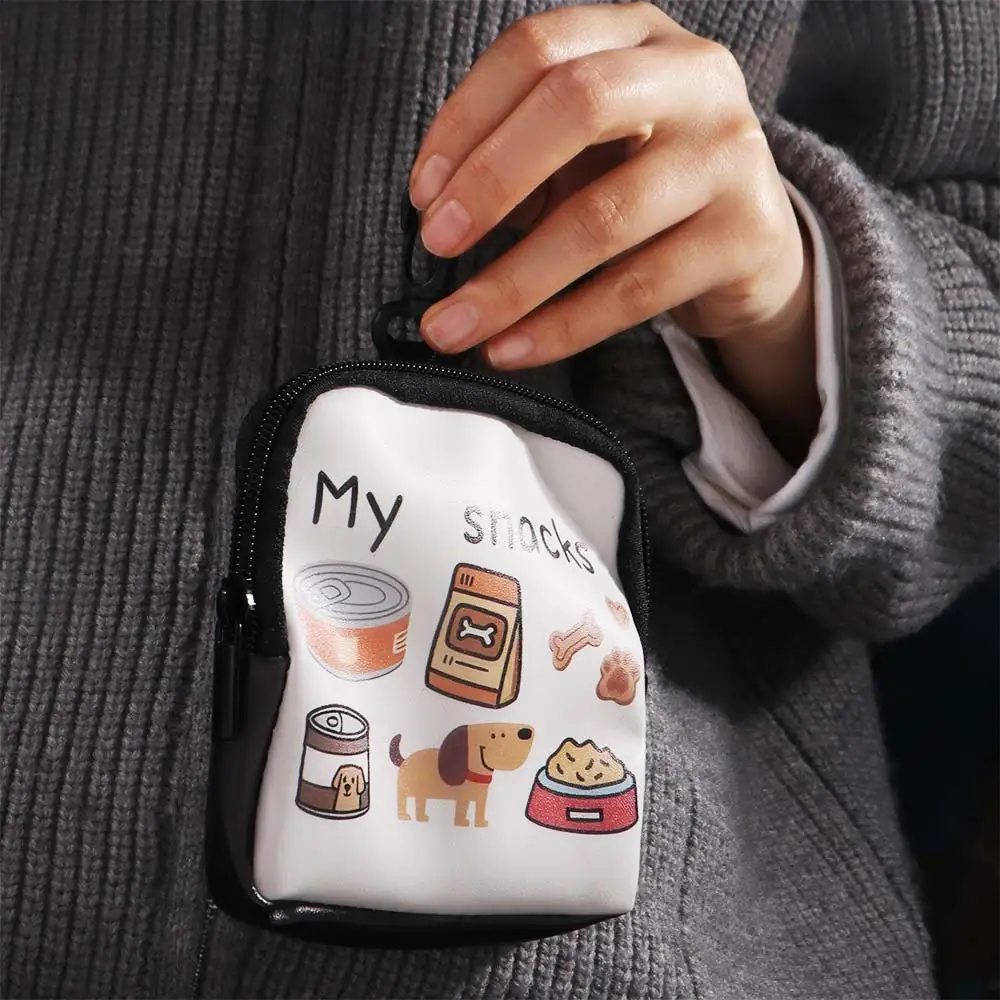 With Hook Dog Treat Bag Transparent Window Dog Print Portable Pet Snack Pouch Multi-functional Leak-proof Puppy Pet Training Bag