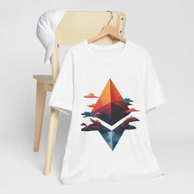 T-Shirt unisexe Ethereum haut de gamme, Sunset Crypto Dreamcore Ocean dégradé