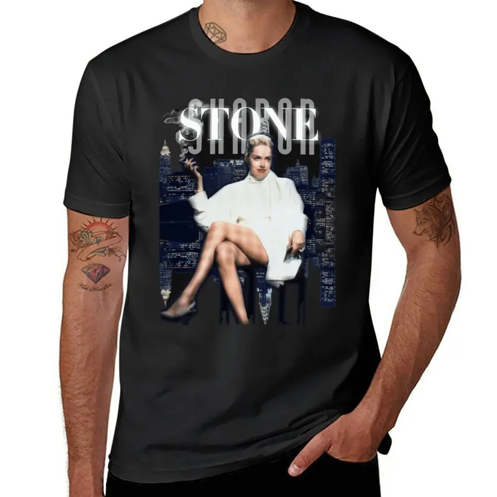 SHARON Stone เสื้อยืดสัญลักษณ์คลาสสิกสำหรับขายเสื้อยืดเคลื่อนไหวเสื้อยืด hipster fativity competition ไซส์สหรัฐอเมริกา