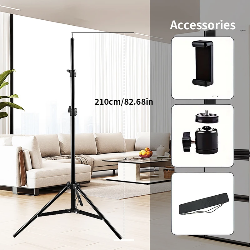 New Telescopic Tripod Mobile Phone Bracket Landing Tripod 2.1M Bracket Photo Camera Mobile Phone Live Bracket Selfie Stick
