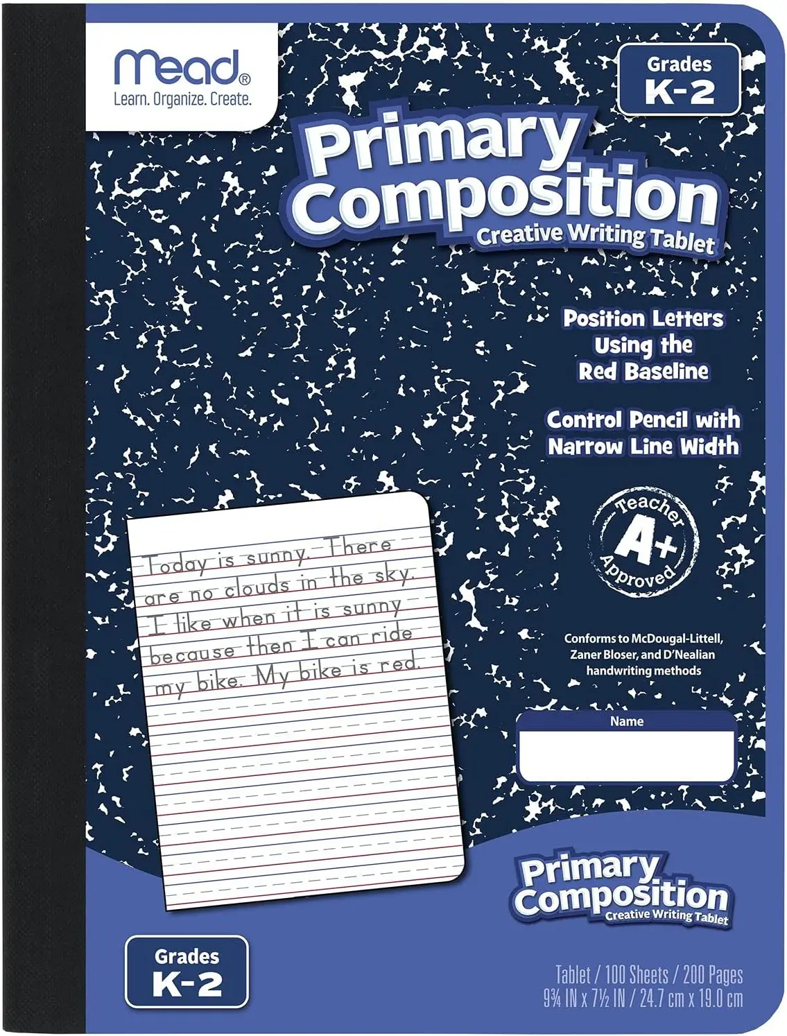 

Primary Composition Book, K-2 Ruled Journal, 7.5x9.75 In, 100 Sheets, Blue Marble