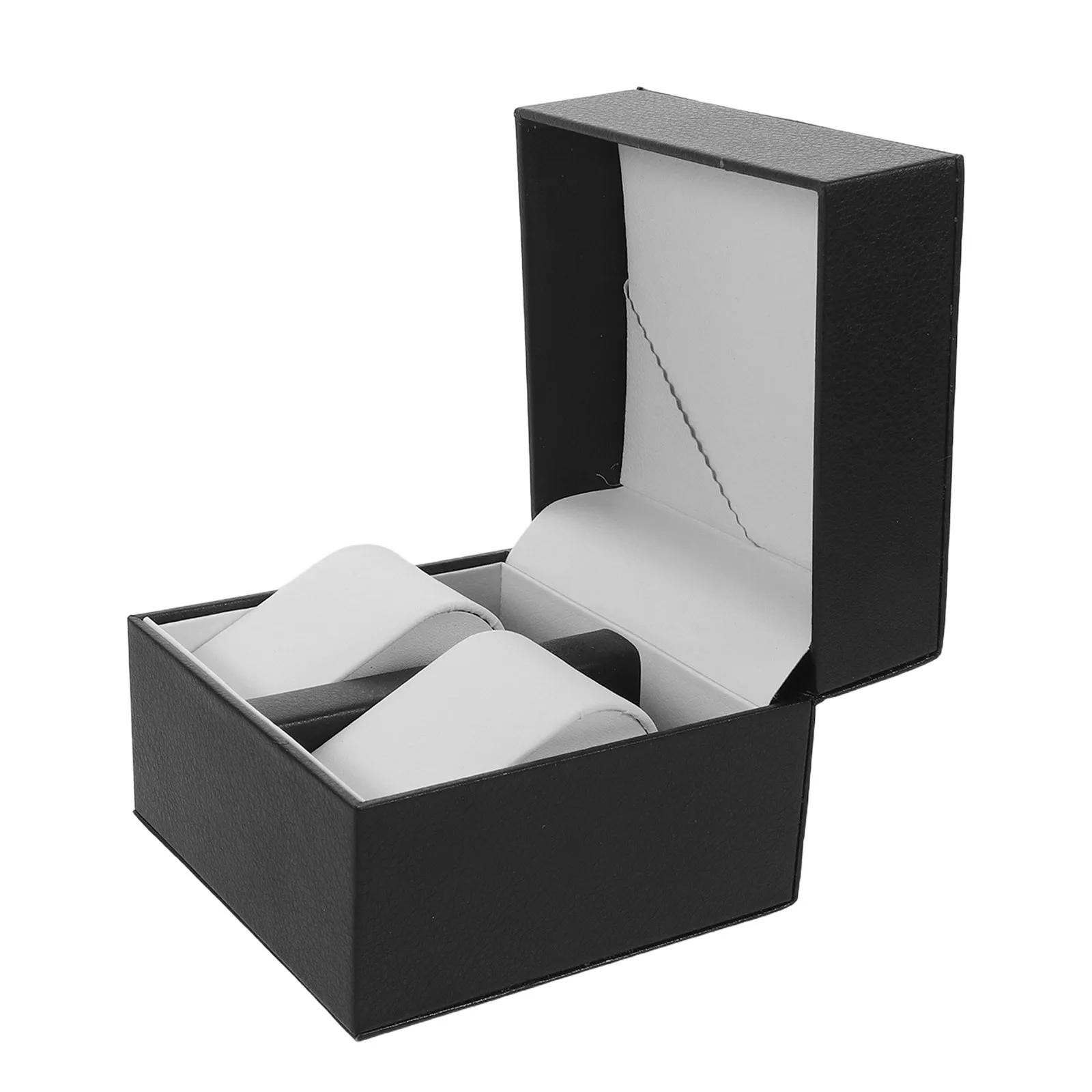 

Double Slot Watch Storage Box: Pu Travel Watch Case Scratchproof Portable Organizer Pouch For Men Black