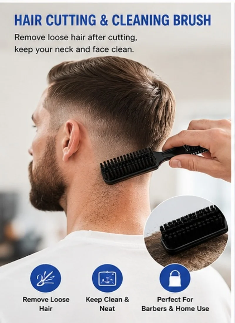 

Double Ended Beard and Hair Brush Hair Cutting Cleaning Brush Grooming Styling Tool Black Nylon Bristles