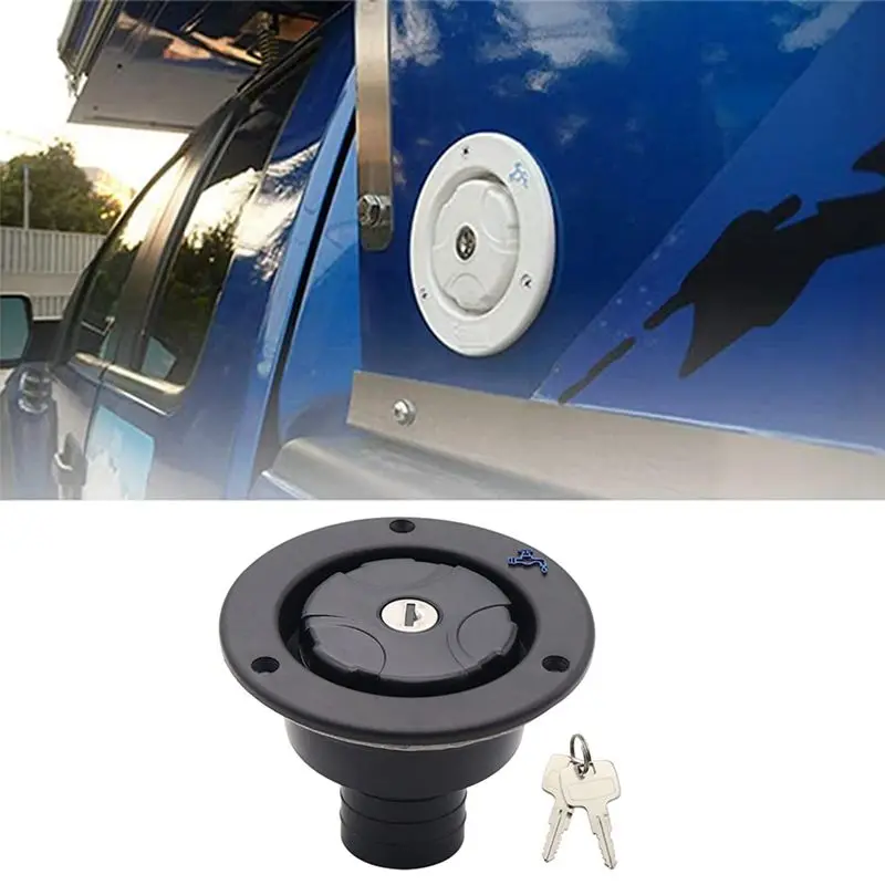 Compatible Lockable Filler Neck for Water Tanks Caravan Water Fill Hatch Inlet Trailer Tank Caps RV Accessory(White)