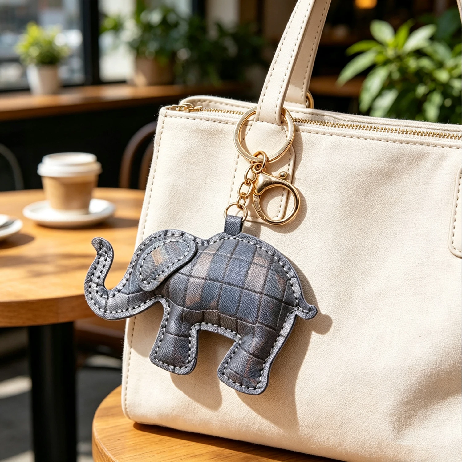 Cute Elephant PU Leather Bag Charm Keychain Holographic Croc Pattern Handbag Pendant Multi-color Lucky Elephant Gift for Women