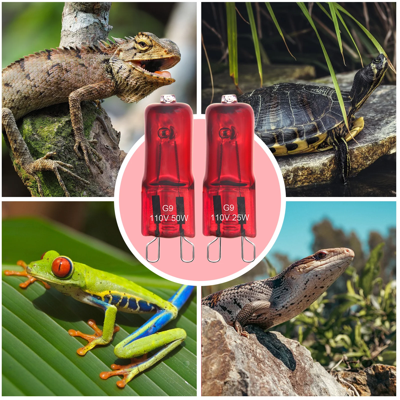 10 قطعة G9 الأشعة تحت الحمراء مصباح الحرارة لمبات للزواحف ، الضوء الأحمر UVA الزواحف مصباح الحرارة 2 دبوس قاعدة صغيرة الزواحف ضوء لمبة استبدال