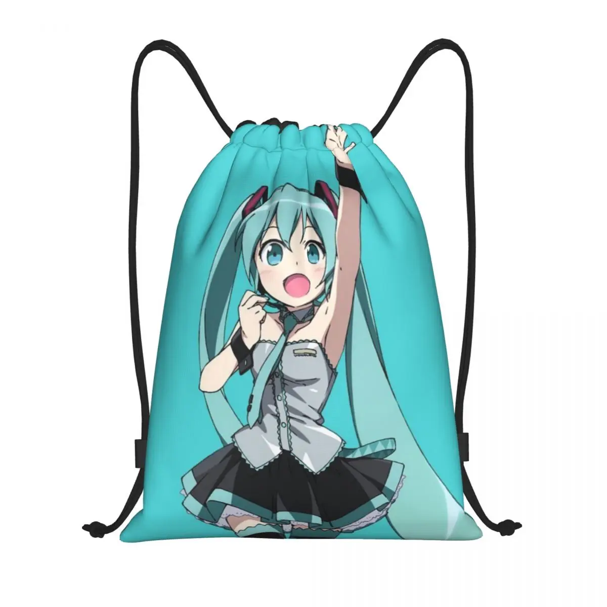 Hatsune Miku-bolsa deportiva portátil, bolso grueso con cordón, mochila para montar en el gimnasio, zapatos, ropa