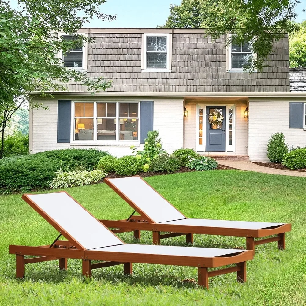 

2 шт. шезлонг для патио с 5-позиционным регулируемым спинкой, уличный шезлонг, шезлонг, кресло с откидывающейся спинкой, Белый Шезлонг из массива дерева