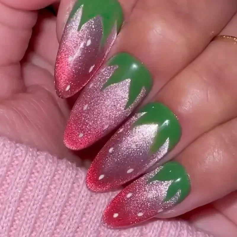 24 pçs amêndoa unhas falsas ballet francês prego halo tingido wearable amêndoa unhas falsas cobertura completa imprensa em unhas dicas da arte do prego diy