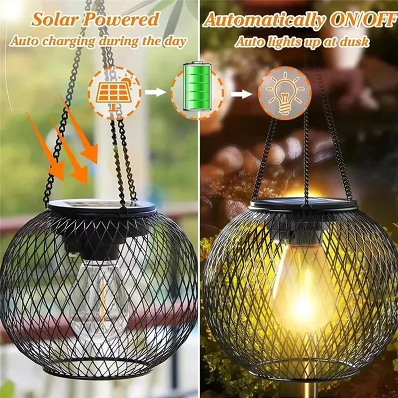 

BYBS-Solar Lantern Outdoor, Yard Garden Lamp Solar Lights For Outdoor For Outside Decorative Hanging Lights Waterproof