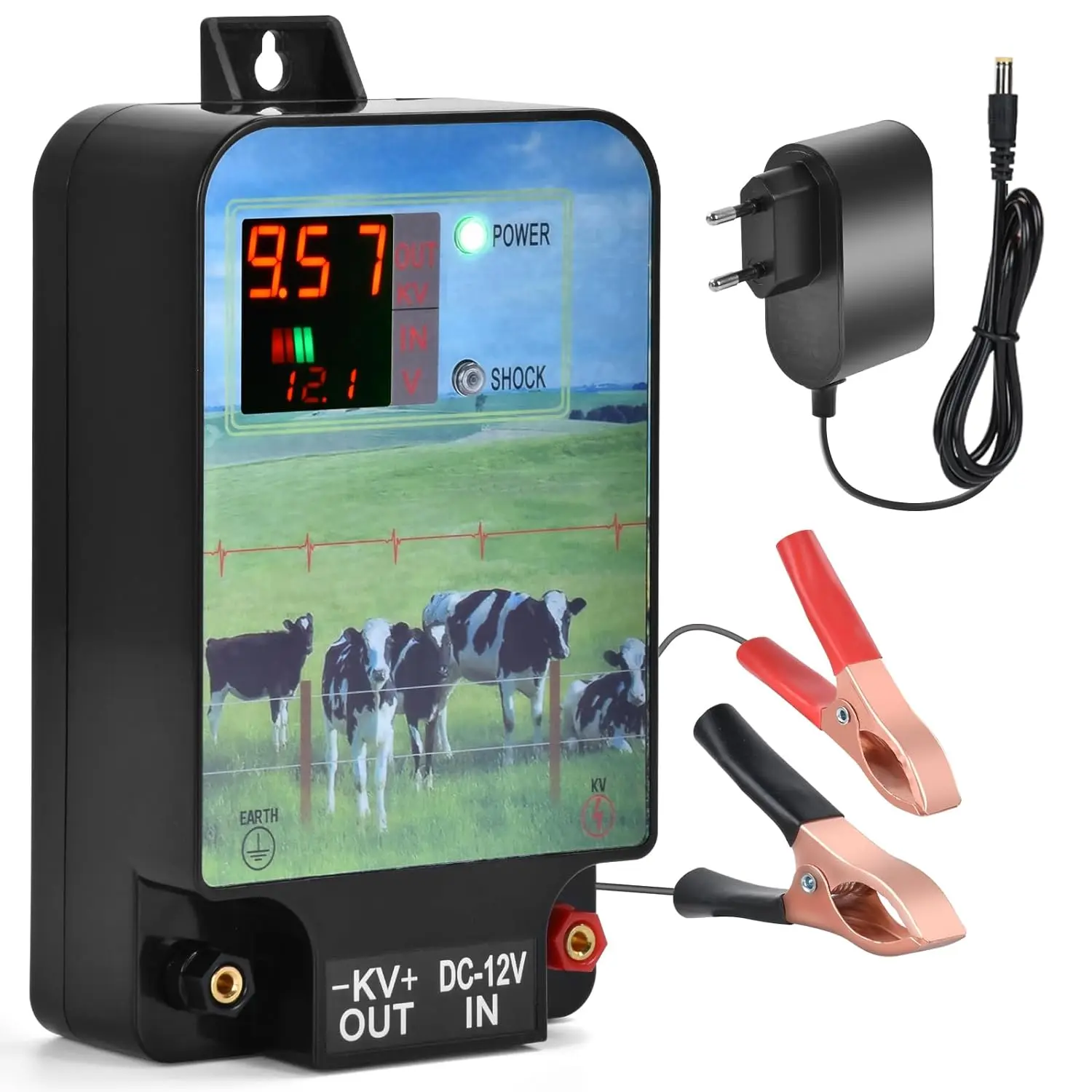 10KM Electronic Fence Charger Electric Fence Energizer Farm Sheep Cattle Horse Poultry Shepherd Animals Livestock Fence Tool