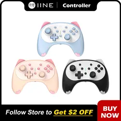 IINE Cartoon Kitten Wake Up Voice Wireless Controller Headset Support Compatible Nintendo Switch/Switch lite/Switch OLED