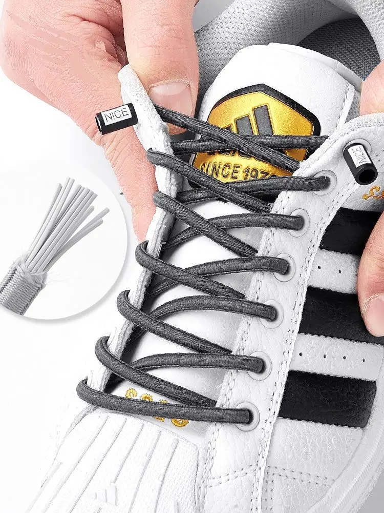 NICE Lock Shoelaces Without ties Elastic laces Sneakers Kids Adult Quick Shoe laces Rubber Bands Round No tie Shoeace Shoes