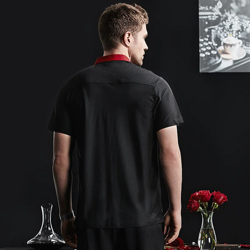 Chef Overalls Men's and Women's Short-Sleeved Hotel Dining Kitchen Baking Work Wear Summer Printing