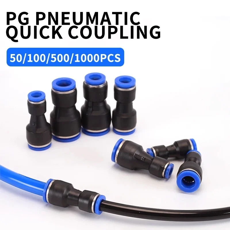 

PG Air Pneumatic Fitting 4/6/8/10/12/14/16mm OD Hose Tube Push Into Straight Gas Fittings Plastic Quick Connectors