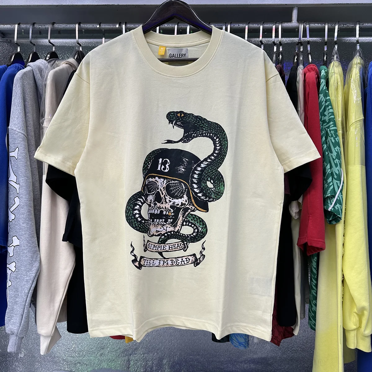 Gallery Dept TILL I'm DEAD TEE Cobra Skull Soldier Printed Cotton Casual Short sleeved T-shirt for Men and Women