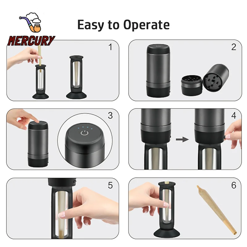 MERCURY Electronic Grass Grinder with 110mm Rolling Paper Tobacco Filling Tube Dry Herb Crusher Grinders for Smoking Accessories