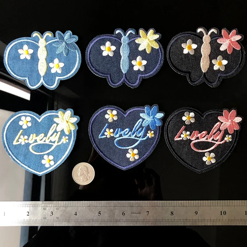 Heart Shape Flower Multicolor Butterfly Set Ironing Clothing Patch Stickers Shoes Adhesive Embroidery Cloth Stickers