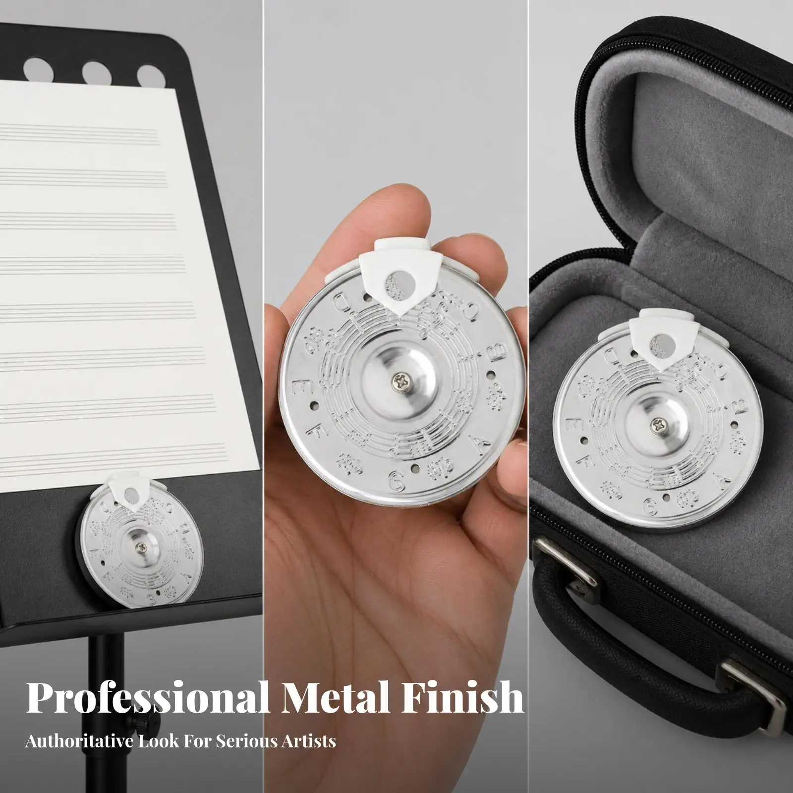 Round Pitch Pipe Tuner for Instruments ABS Plastic Body with White Blowpiece for Rehearsals