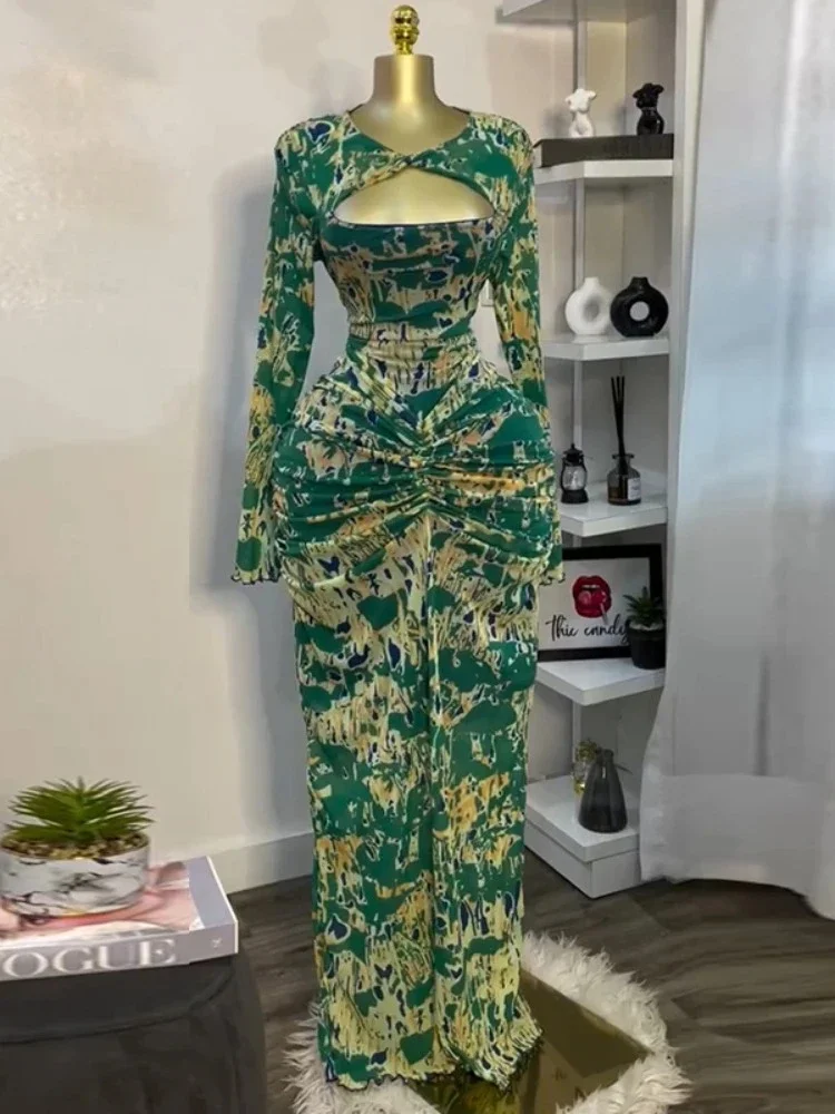 Vestido largo por debajo de la rodilla ajustado con pliegues y escote en V drapeado para mujer, Vestidos sexys para fiesta y Club nocturno 2025