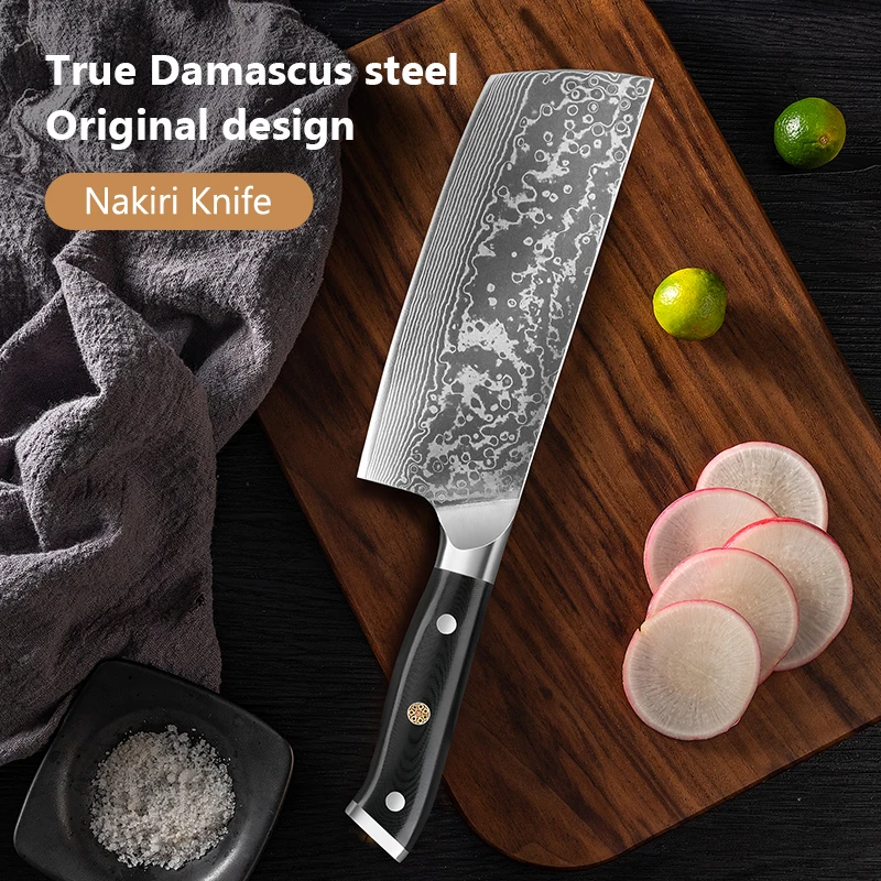 

7 inch Nakiri Knife Japanese 67 Layer Damascus Steel VG10 Chinese Kitchen Knives Sharp Meat Vegetables Knives Kitchen Tools