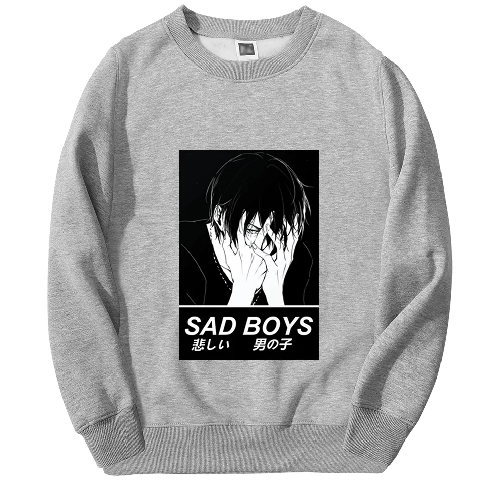 Sad Boys Sad Japanese Anime Aesthetic New Fashion Sweatshirt Hoodies Men Causal Pullover Fleece Tracksuit Sportswear