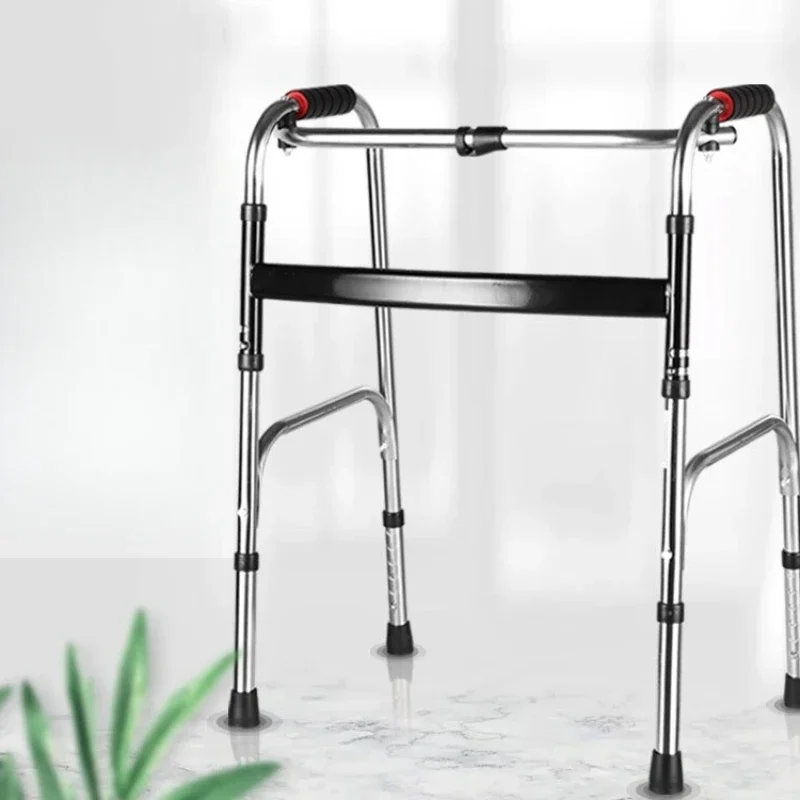 Stainless Steel Folding Cane Chair  Durable PushtoWalk Vehicle, HeightAdjustable Mobility Aid for Disabled and Elderly