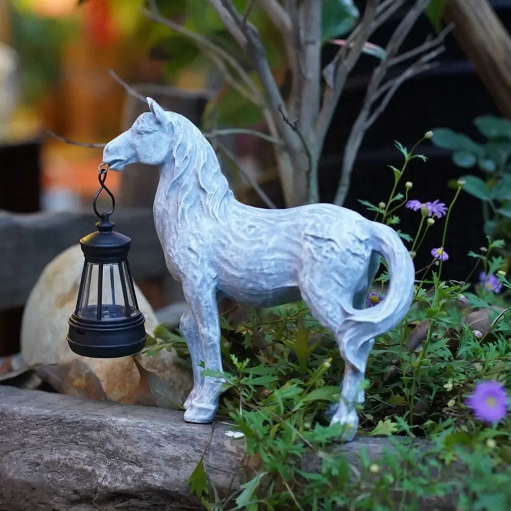 

Resin Small Horse Solar Lantern Creative Cute Animal Sculptures Light Waterproof Artificial Art Figurines Ornaments Courtyard