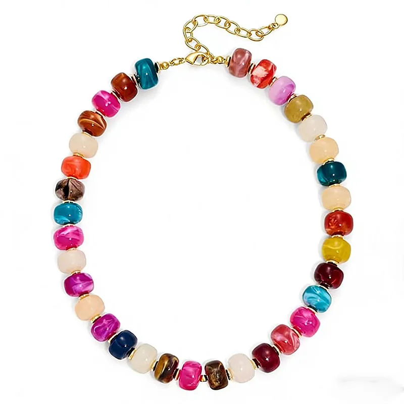 

Chunky Heart Necklaces for Women Colorful Resin Beaded Choker Necklace Puffy Heart Statement Necklace Trendy Choker Jewelry