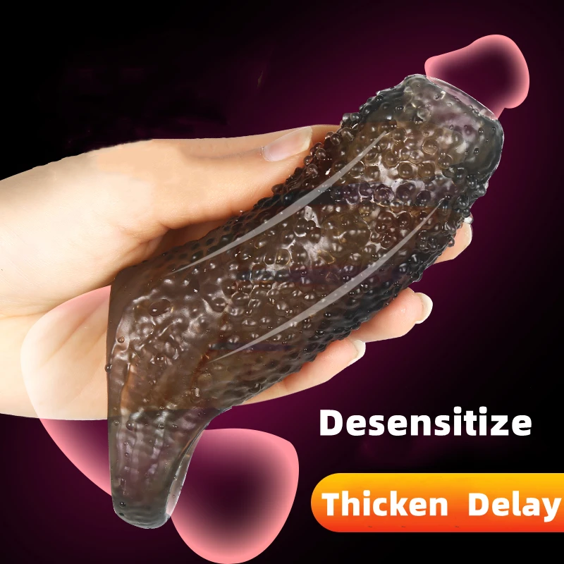 Big Penis Cover Extender Male Cock Enlargement Sexy Dick Reusable Sexuality Silicone Condom Funny Adult Erotic Toys for Men 18