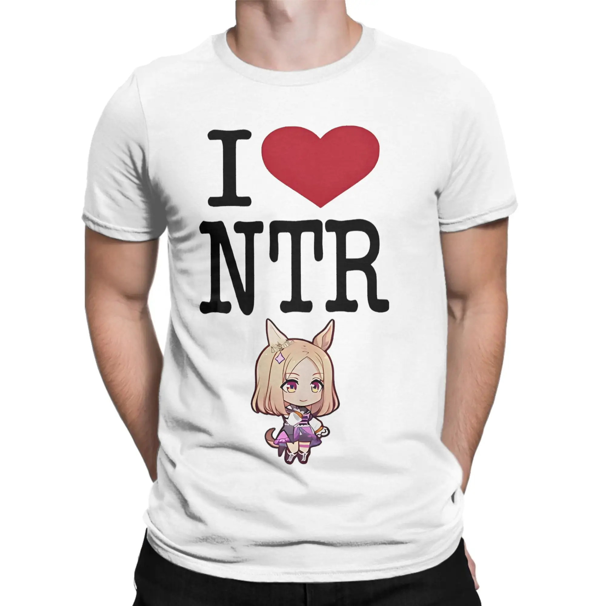 I love NTR Umamsusme  Anime T Shirts Men's  Pure Cotton Awesome T-Shirt Round Collar  Tees Short Sleeve Clothing Plus Size