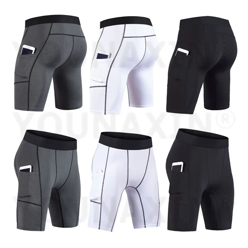 

3 Pcs Men's Running Yoga Sports Shorts Boy Skinny Tight Bodybuilding Pants Training Fitness Bottom Quick Drying Underwear S-3XL