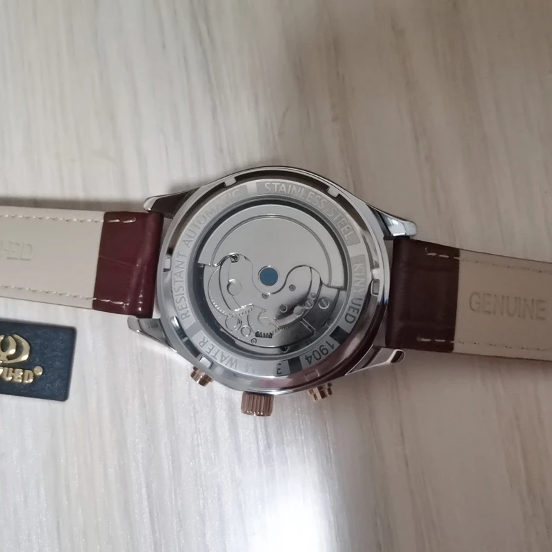 KINYUED Tourbillon Männer Uhren Mode-Business Automatische Mechanische Uhr Männer Casual Leder Wasserdichte Uhr Relogio Masculino – Detail 11