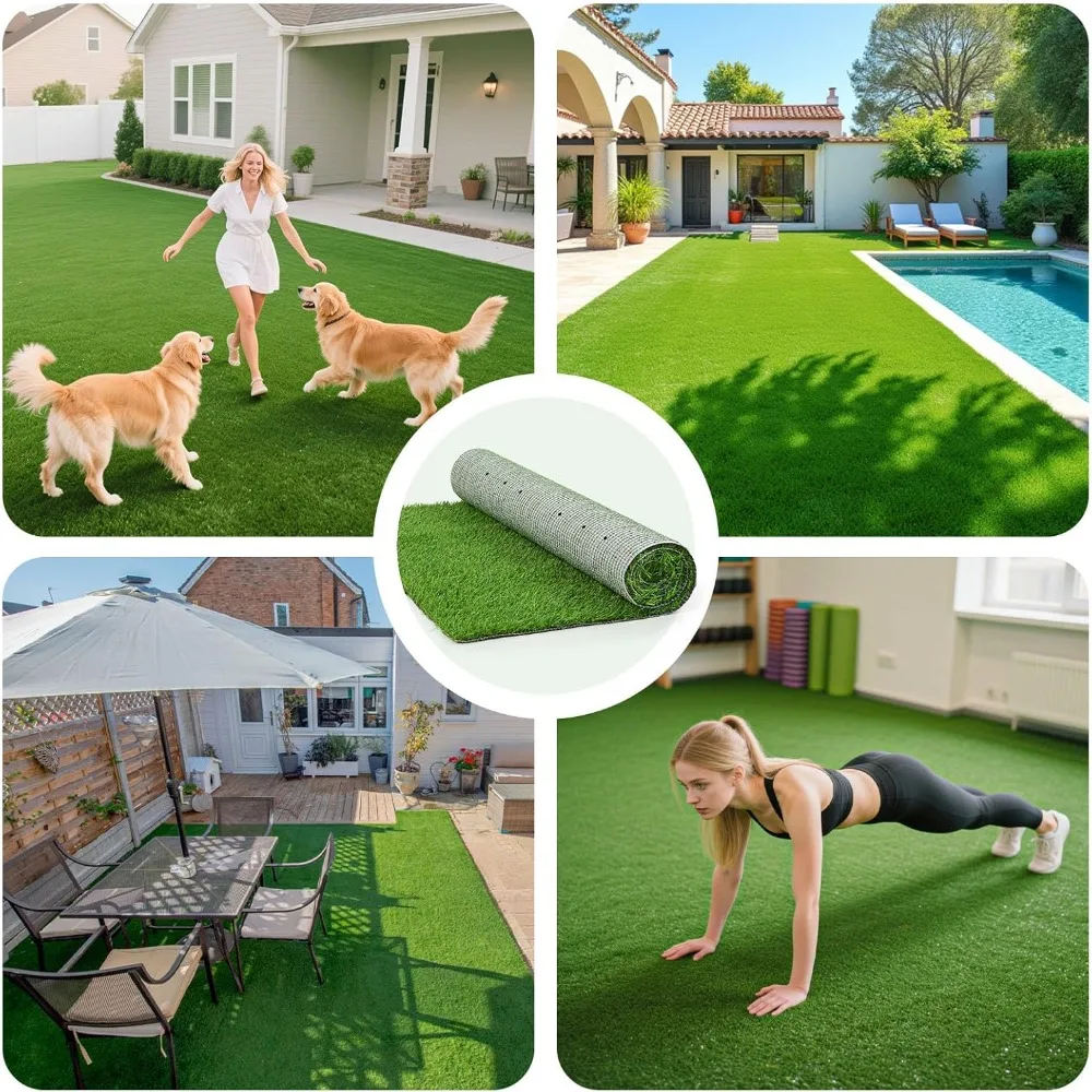 سجادة عشب صناعية واقعية للاستخدام الداخلي والخارجي: عشب مزيف صديق للحيوانات الأليفة مع تصريف، ديكور فناء شرفة الحديقة والحديقة #3